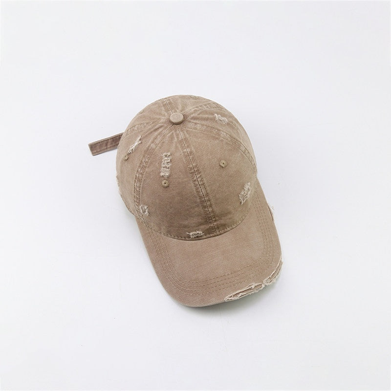 Femmes Street-style Détresse lavé Ripped Soft-crown Cap