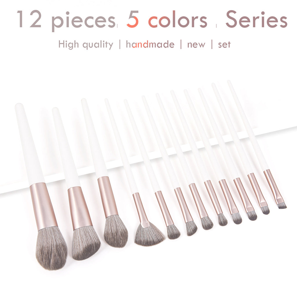 Set de brosse de maquillage 12 pièces avec 4 couleurs et un sac de maquillage