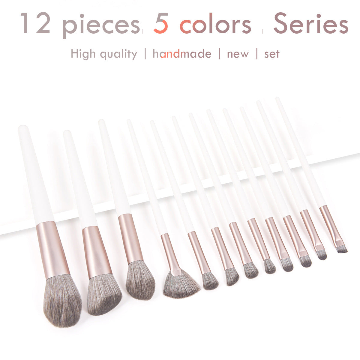 Set de brosse de maquillage 12 pièces avec 4 couleurs et un sac de maquillage