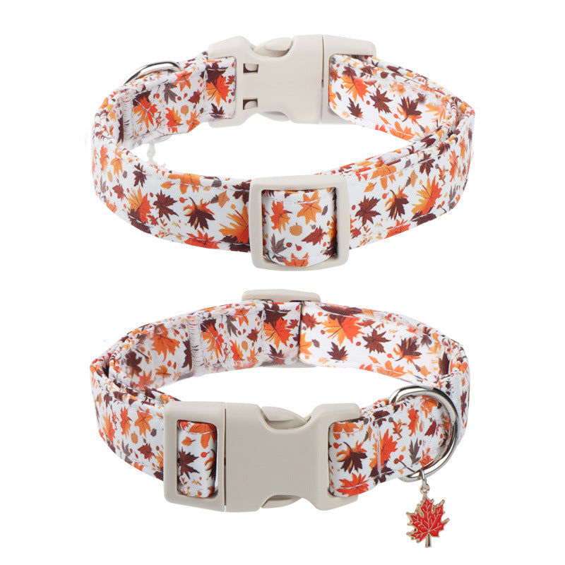 Collier de chien d'automne réglable avec charme Feuille d'érable - Collier de tissu souple durable pour petit moi