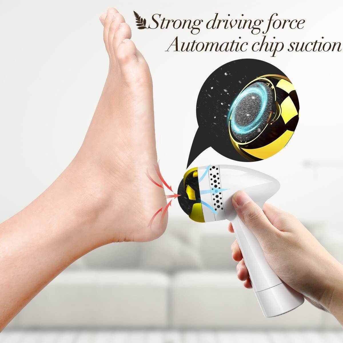 Electric foot file with vacuum function to exfoliate