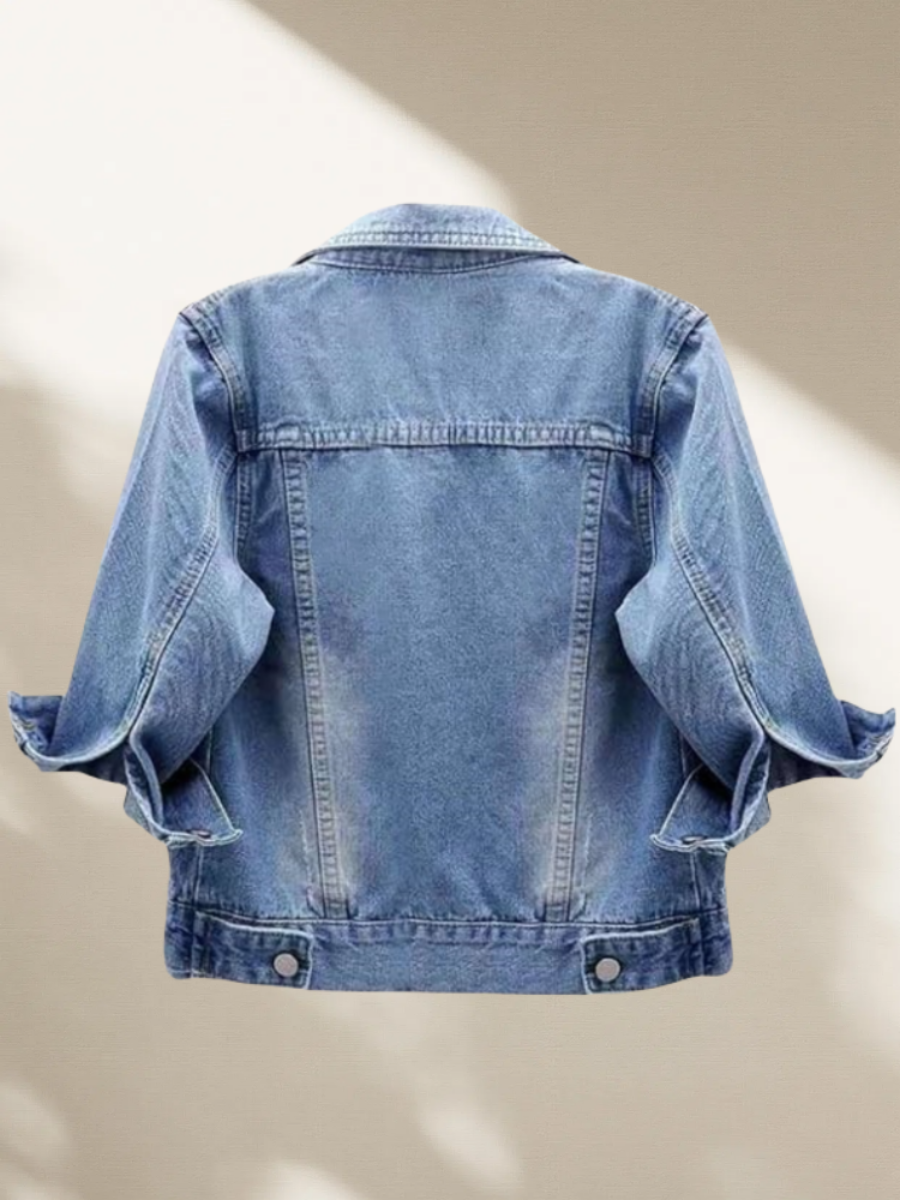 Veste Denim Bleu Femme Classique Lavé Jean Veste Casual Bouton Up Trucker Oute