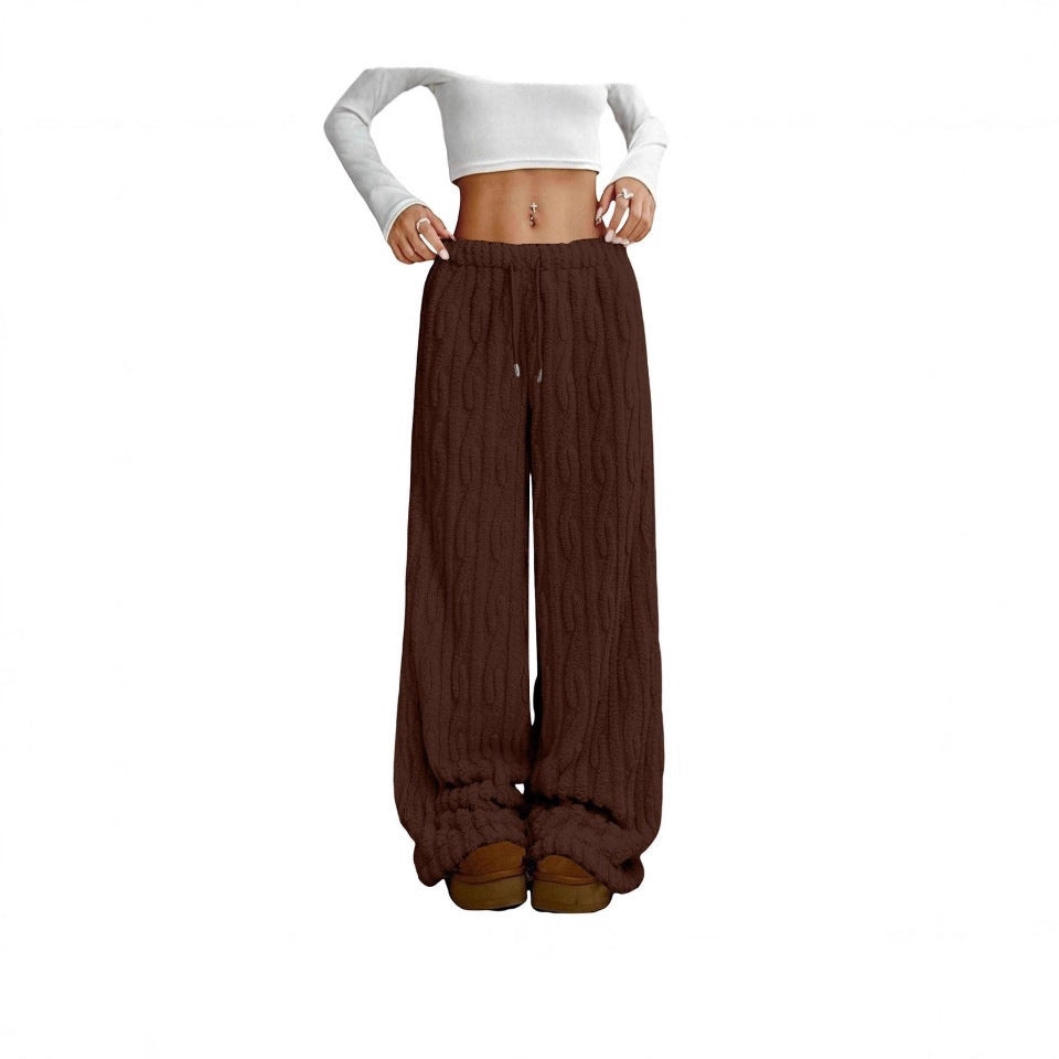 Pantalons en jacquard casual thermique en lace avant
