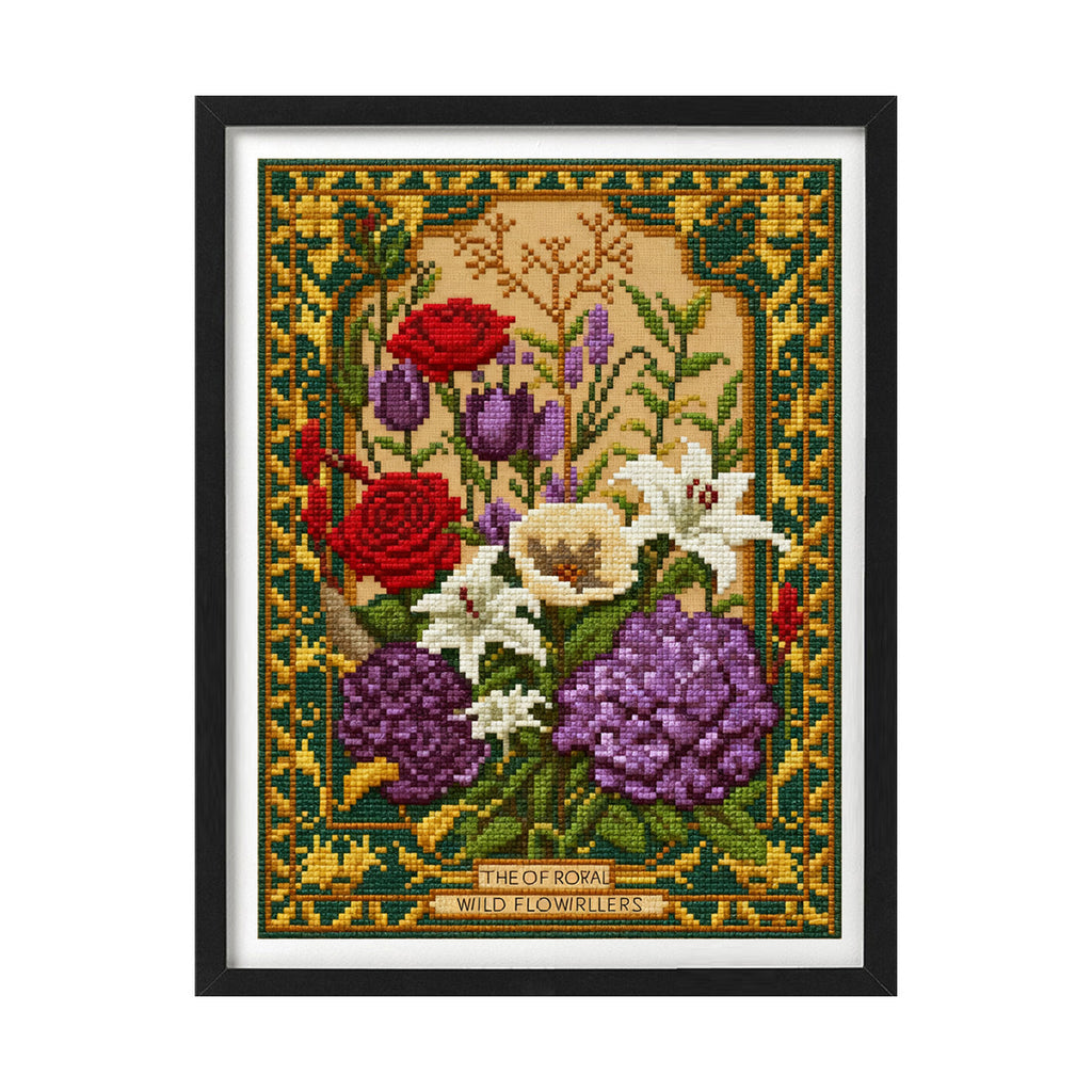 Retro-style Floral et plante entièrement broderie Salon Peinture décorative