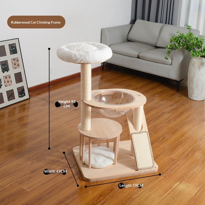 Maison de chat et plate-forme de saut Combo bois massif arbre de chat