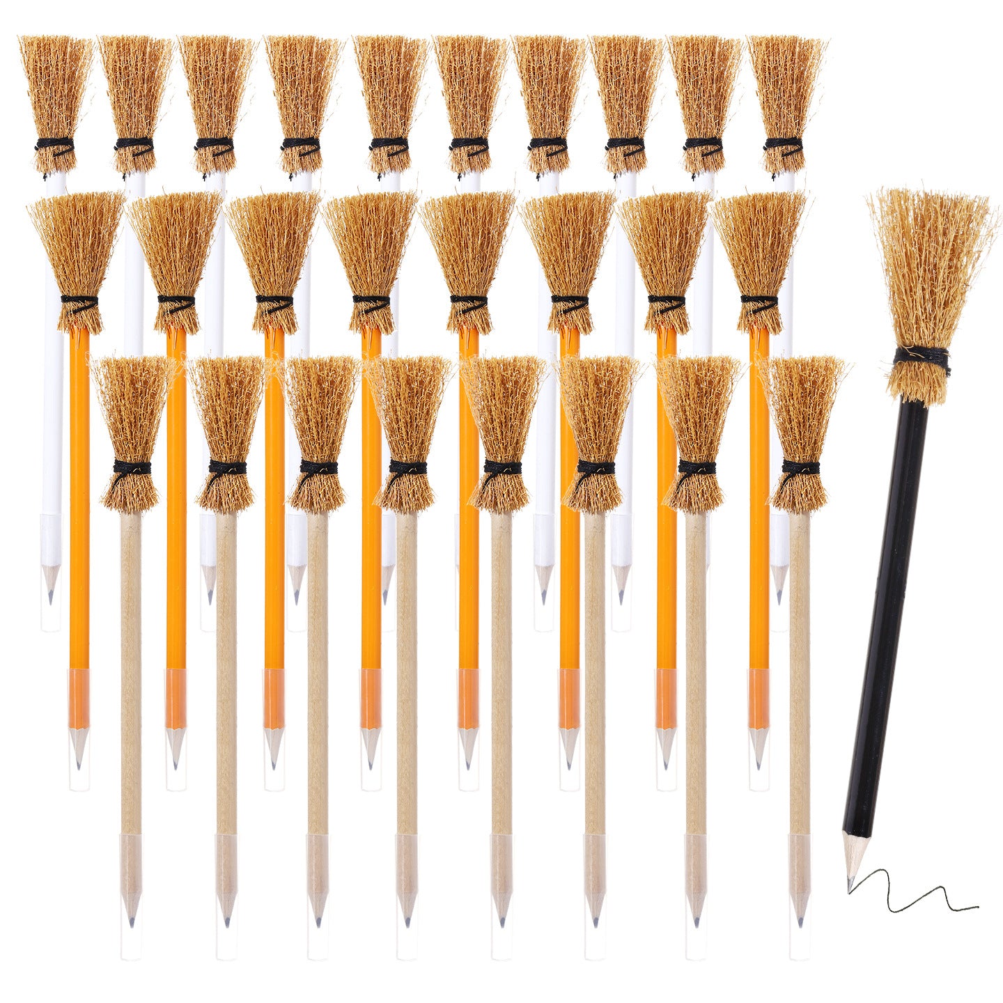 Crayon en bois d'Halloween Magic Wand Crayon Witch Broom Pen Harry Potter Verres Cadre Craft