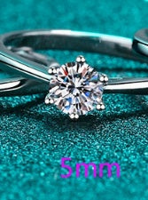 Moissanite 925 Anneau en argent sterling fille