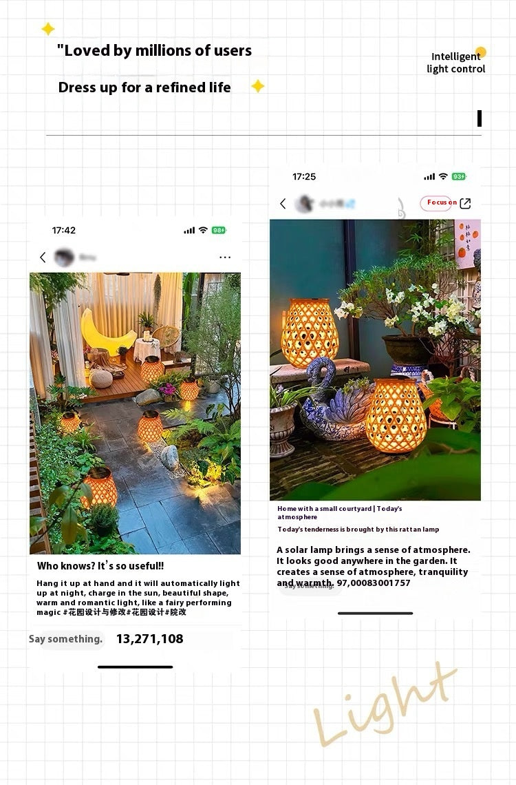 Décoration de jardin solaire Bamboo Woven bougie lumières