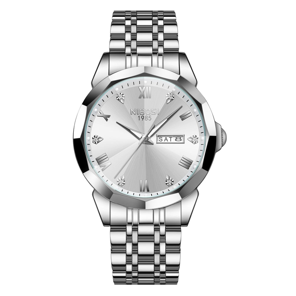 Montre bracelet en acier pour homme Quartz Lumineux étanche