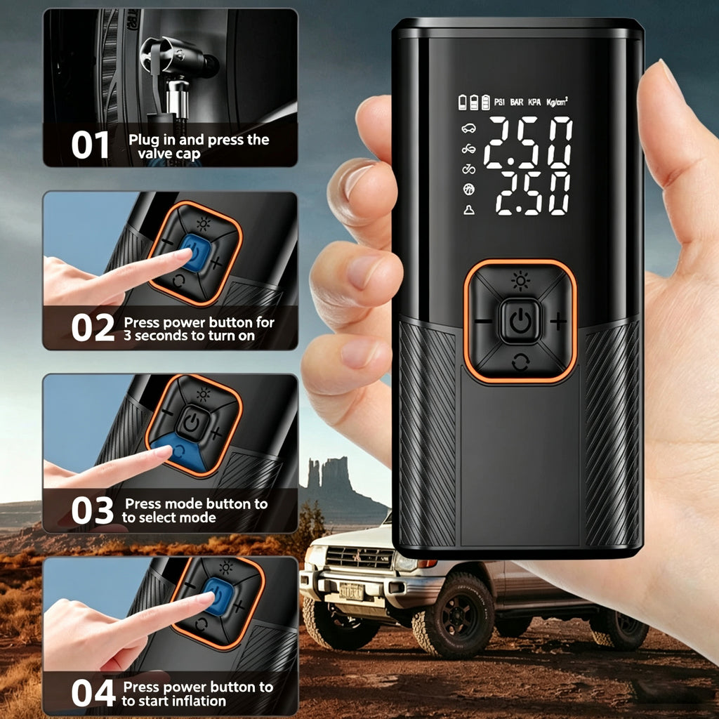 Gonflateur de pneus de voiture sans fil portable