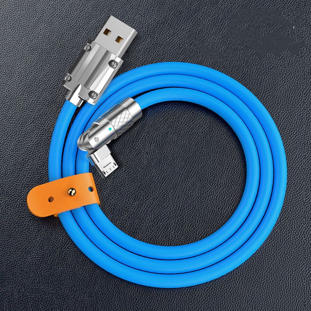 120W Câble de données de charge rapide 180 degrés Rotary Elbow Zinc Alliage de silicone