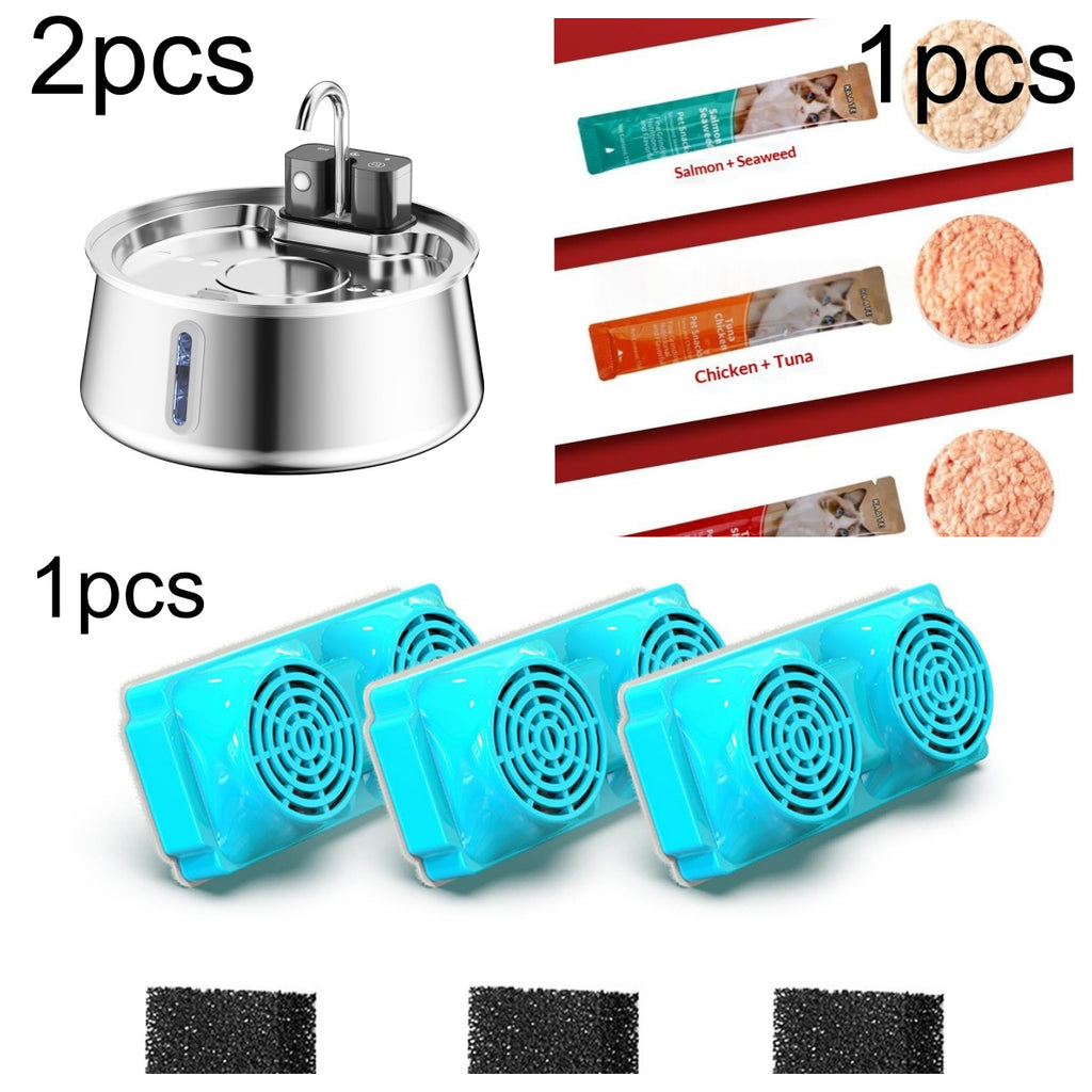 Kit de fontaine d'eau pour animaux sans fil en acier inoxydable