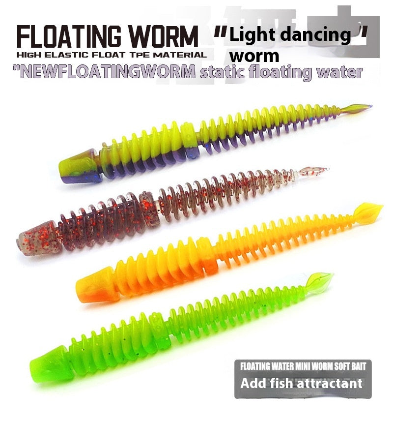 L'eau flottante statique Inverser l'aiguille filetée Tail Soft Bait Full Body Spoiler Soft Worm Bai