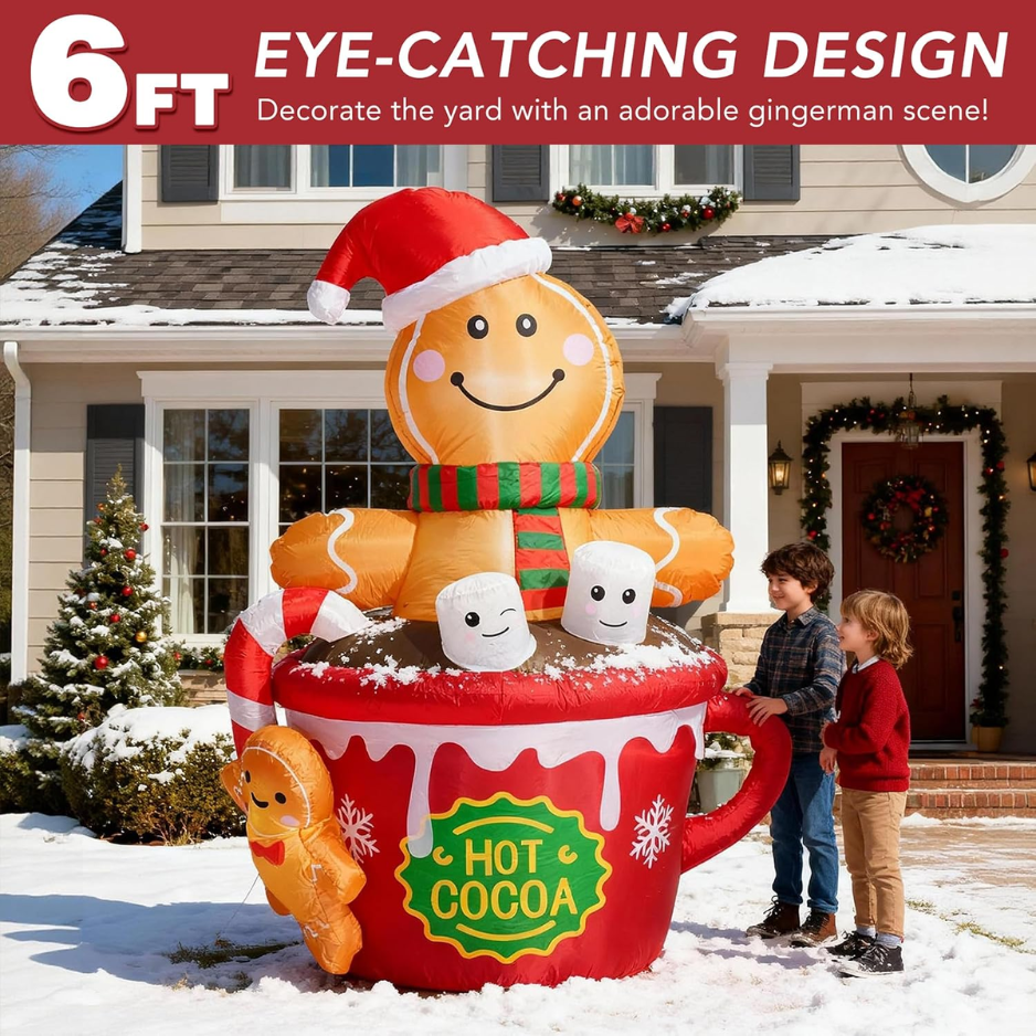 6 FT Gonflables de Noël Décorations extérieures