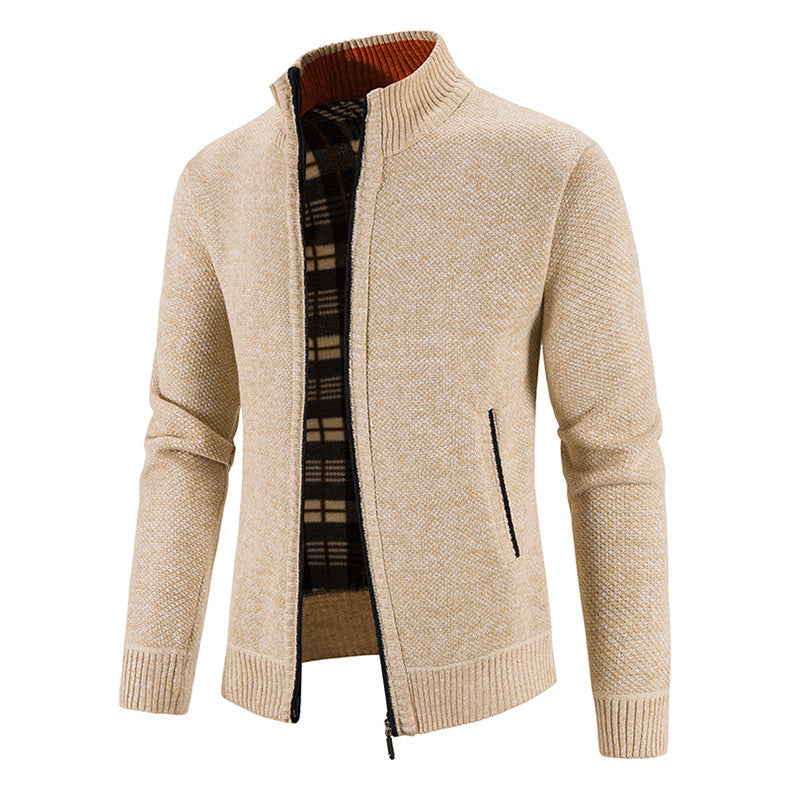 Commerce extérieur Hommes Automne et hiver Cardigan Zipper Sweater Fleece Collar Veste Homme L