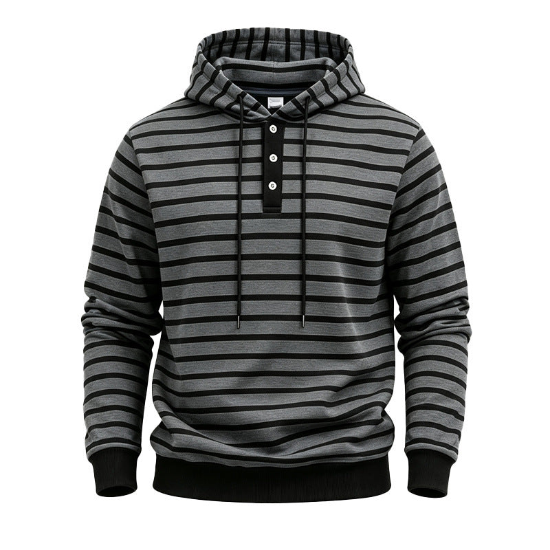 Hoodie rayée avec trois boutons