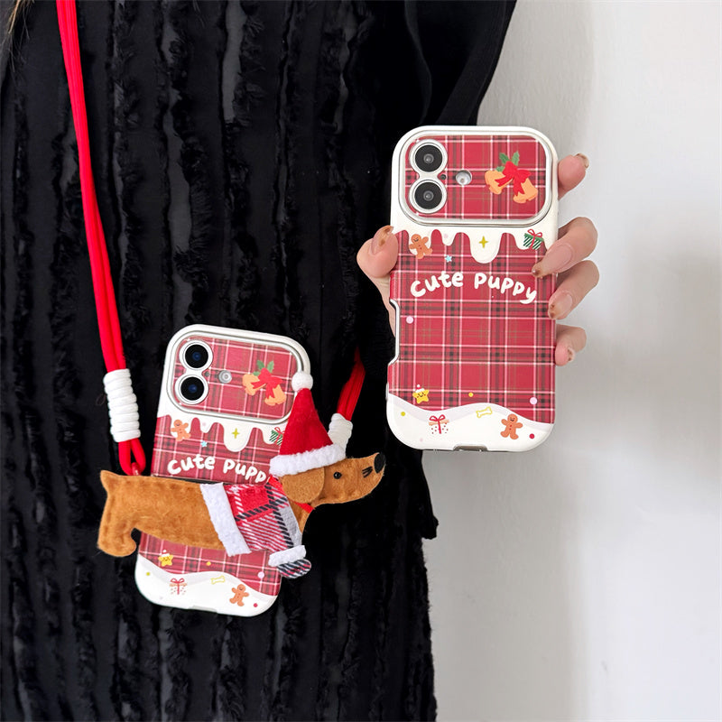 Clip haut de gamme du corps de Noël Plaid Dachshund