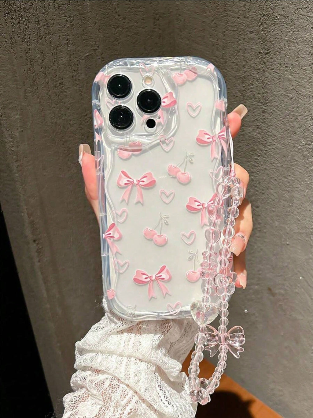 Bovin en plastique Cherry Heart case de téléphone transparent