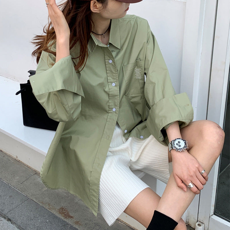 Printemps Automne manches longues mince chemise et PU veste deux pièces ensemble