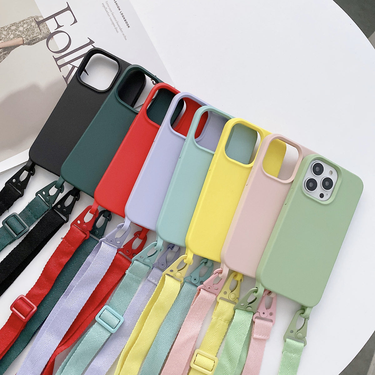 Étui téléphonique en silicone liquide pour lanyard