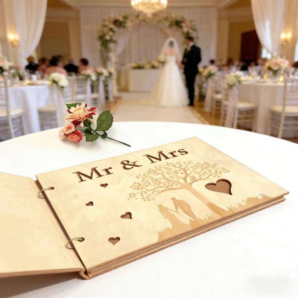 Mr. & Mrs. Livre d'or anniversaire de mariage - Livre d'or de mariage avec un arbre de coeur