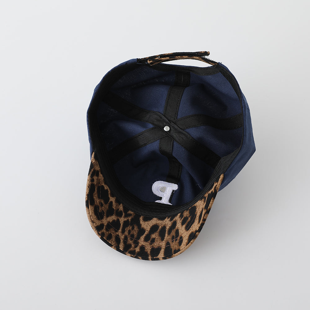 Children's Patchwork Leopard Print Brimmed Letter P Three-Dimensional Embroidered Adjustable