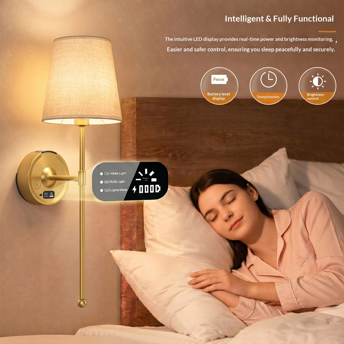 Bedroom and three-color bedside lamp