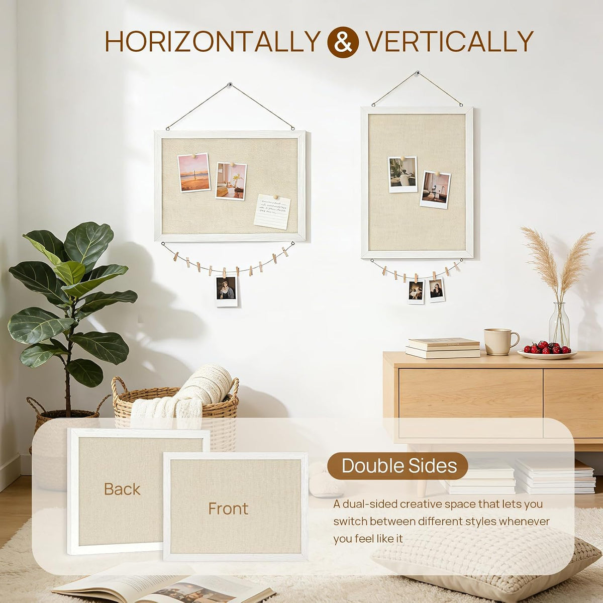 Tableau d'affichage à double bord avec lin