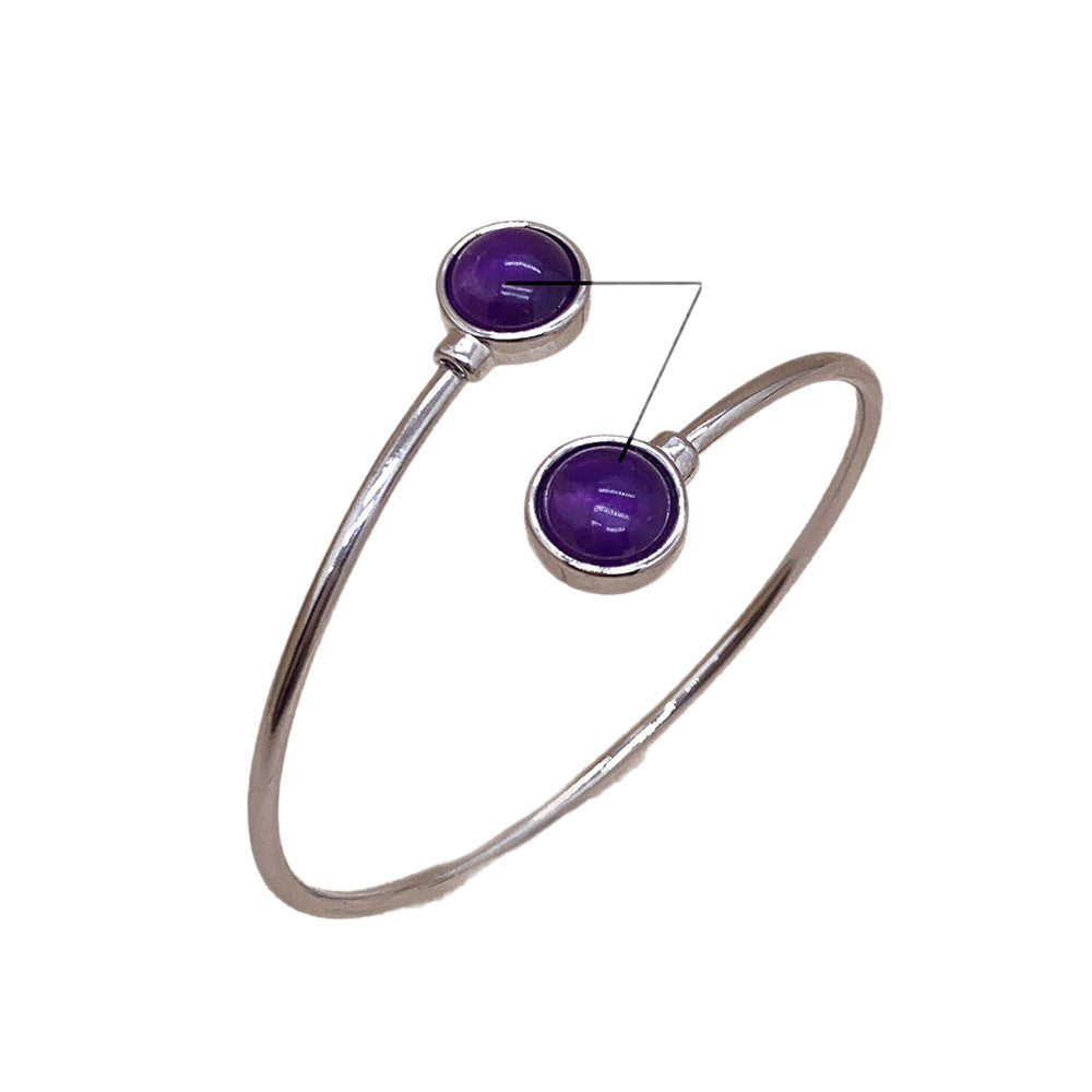 Bracelet Améthyste Bangle de cristal rond à double tête