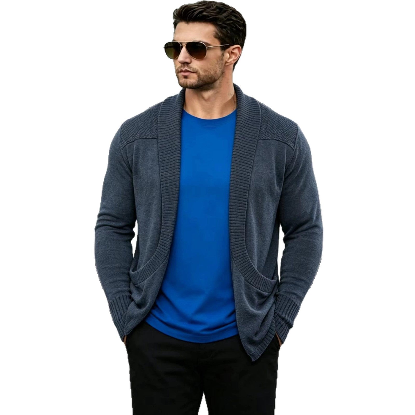 Manteau en mailles châle-châle pour hommes