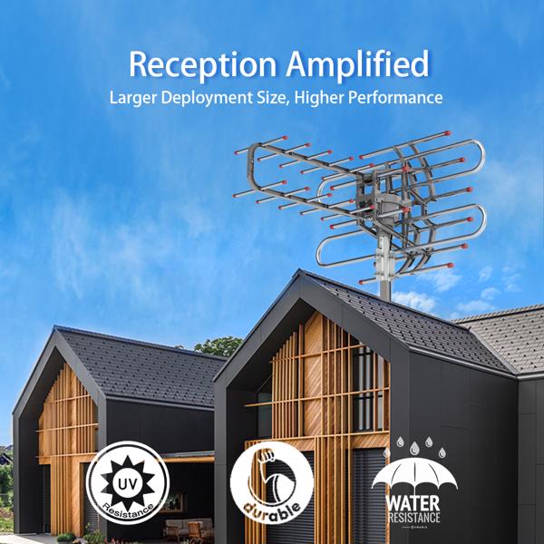 TA-851B 360 Degree Direction TV Antenne 45-860MHz 22-38dB HD Pixel 4K Rayonnement portée 150 M