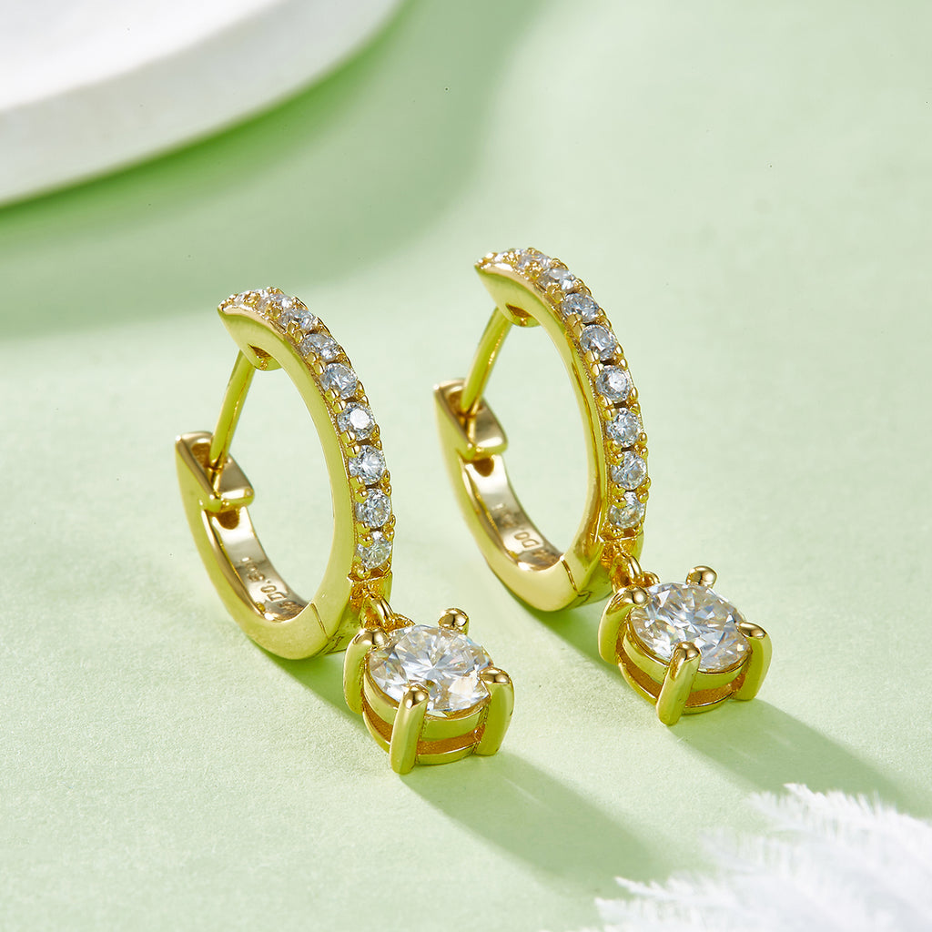 3g S925 Boucles d'oreilles en acier massif en mossanite boucle d'angle de 5mm avec boucle de pave et Cert