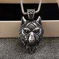 Rétro en acier inoxydable Mens Pendentif Wolf Tête collier