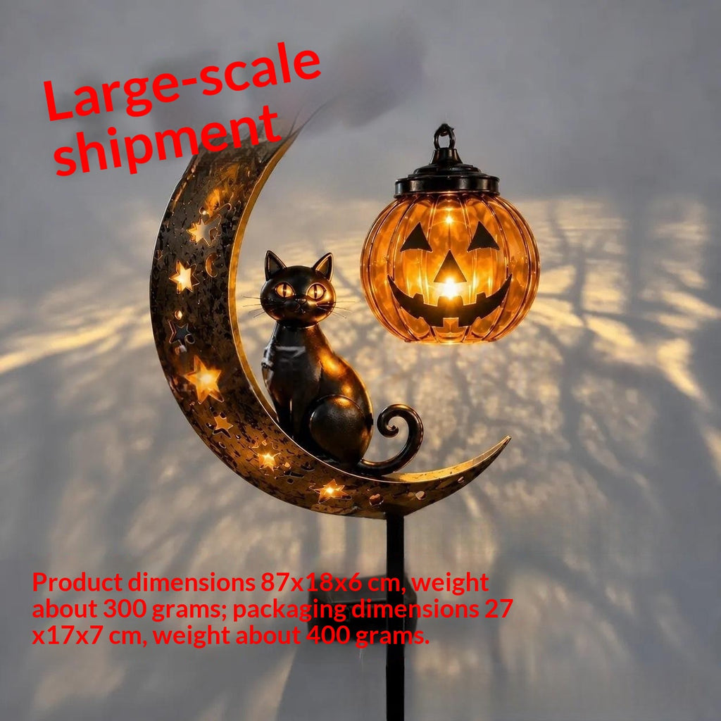 Black Cat Lune Lampe de sol Black Cat Pumpkin Moon Stake Light