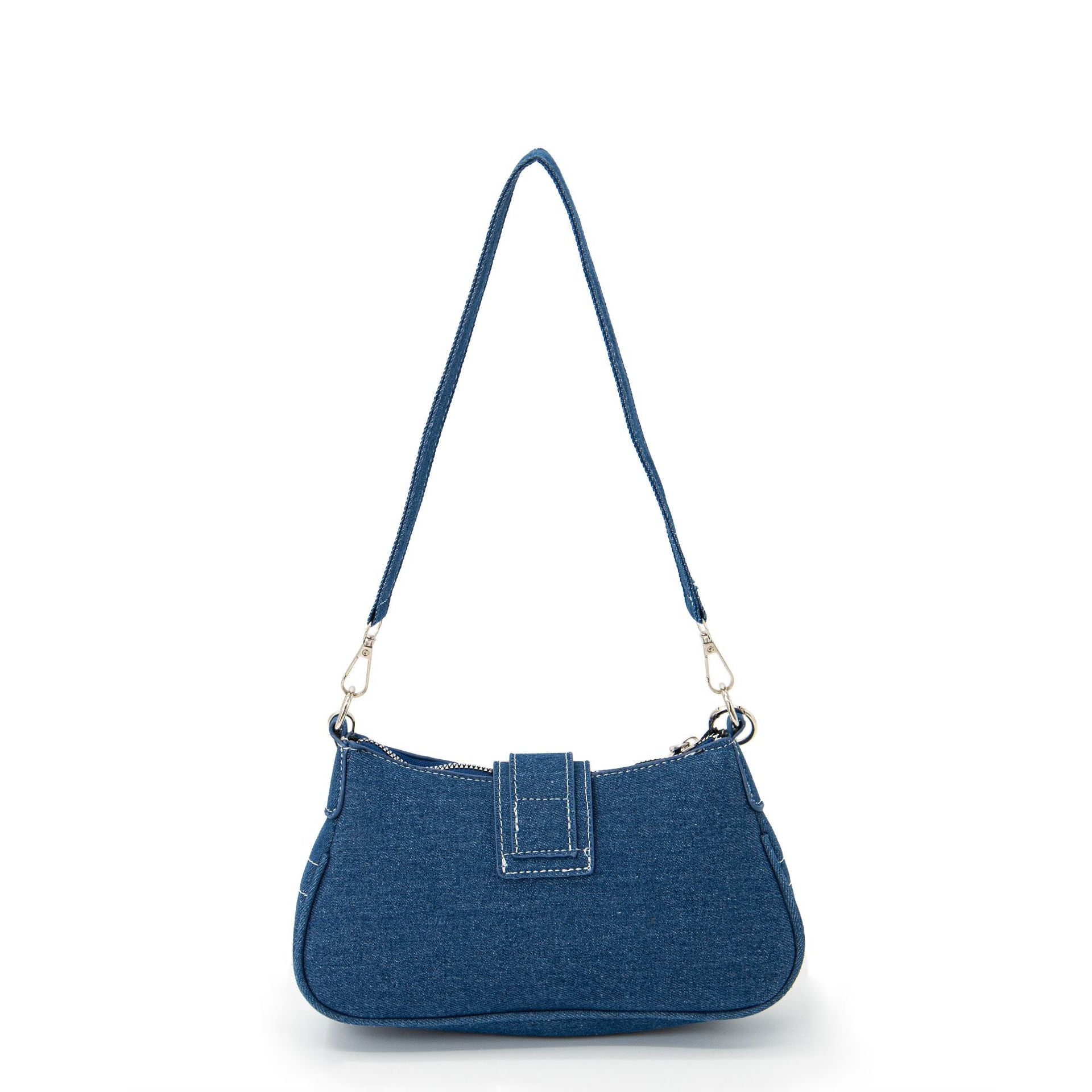 Sac à sous-bras en denim monocolore pour femmes