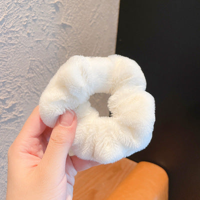 En peluche Grande bague de cheveux intestinale Macaron bande de cheveux mignon fluffy corde de cheveux