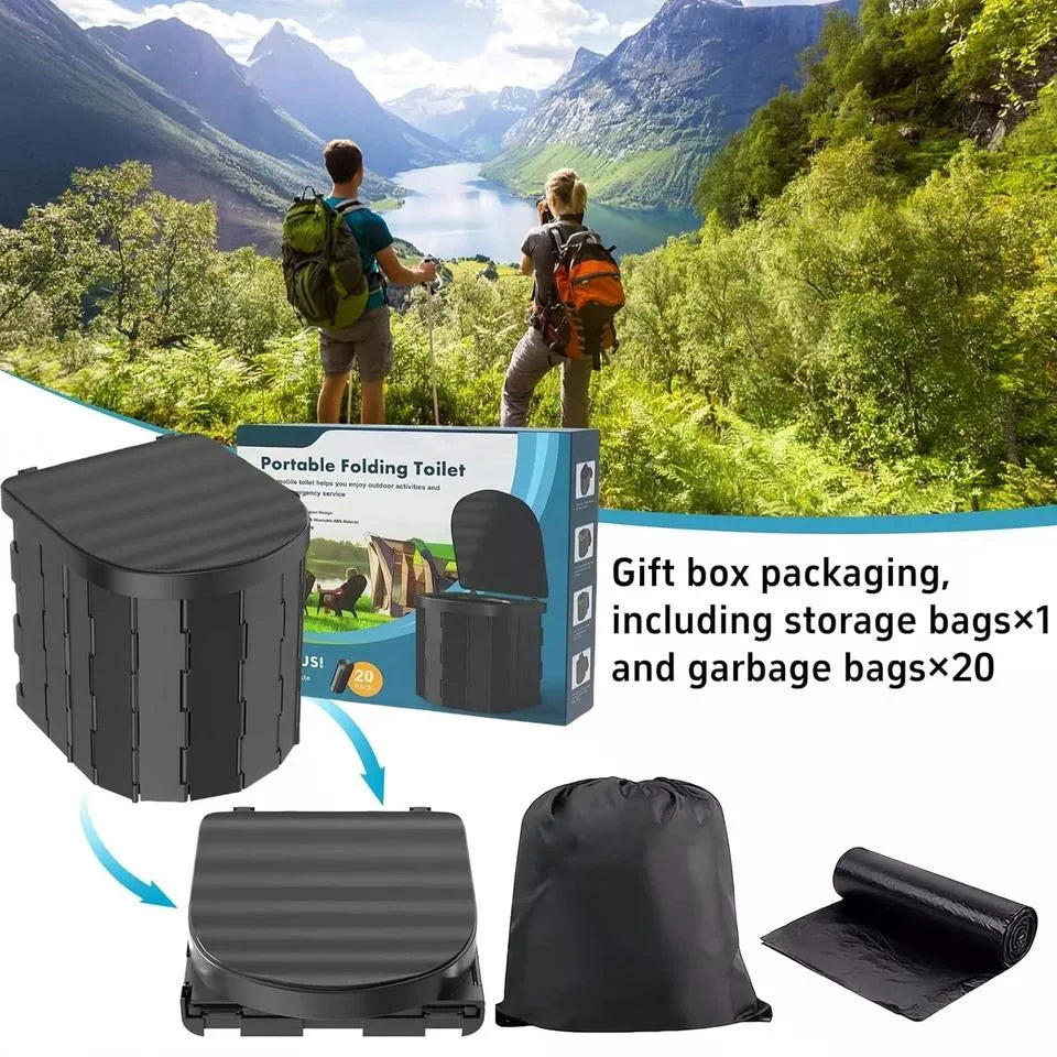 Portable pliable Camping Toilette Max Charger 150kg WC mobile avec 20 sacs de toilette