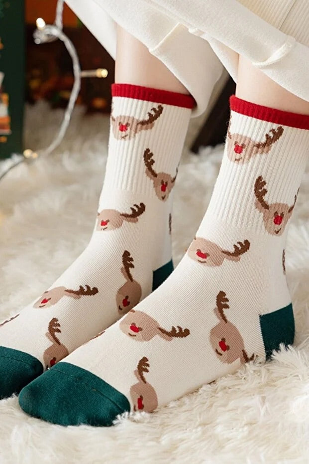 4 paire Chaussettes de Noël unisexe Soft confortable style festif