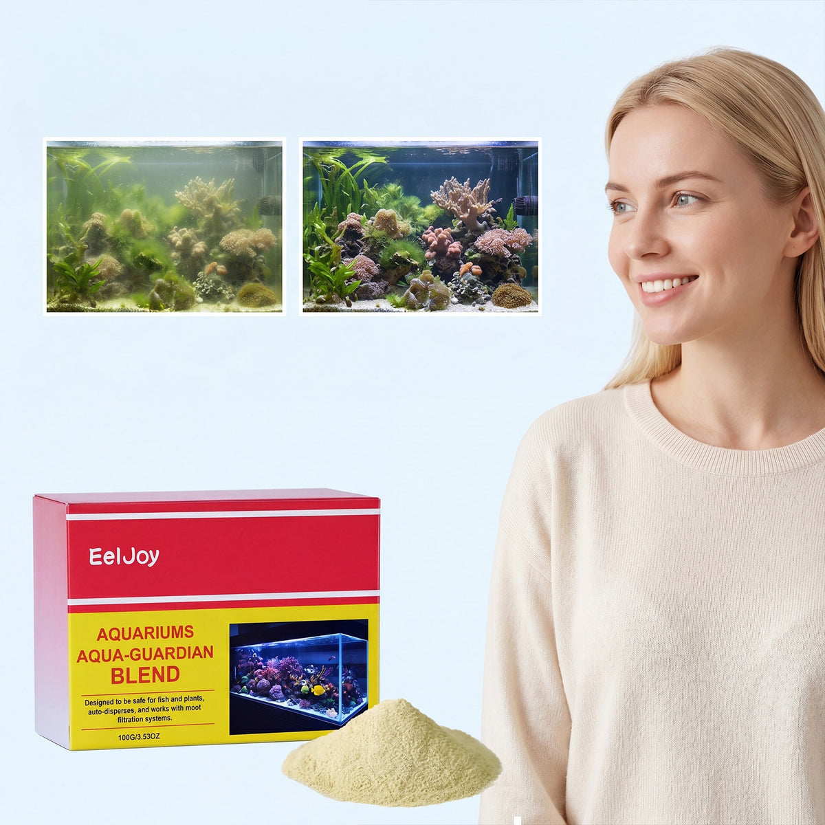 Eeljoy Aquarium Guardian Eau douce et eau de mer Effacer la tache universelle et les algues Supprimer