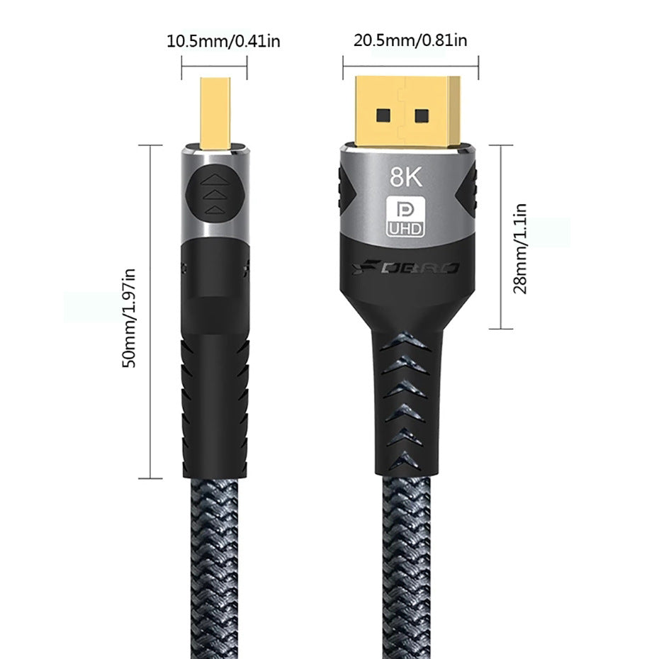 16 KDisplayPort21 DP Homme à DP Homme 16 K60Hz 8 K144Hz Ceinture tricotée DP14-00
