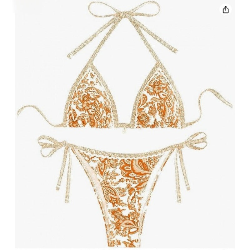 Ensemble de bikini de porcelaine bleu et blanc