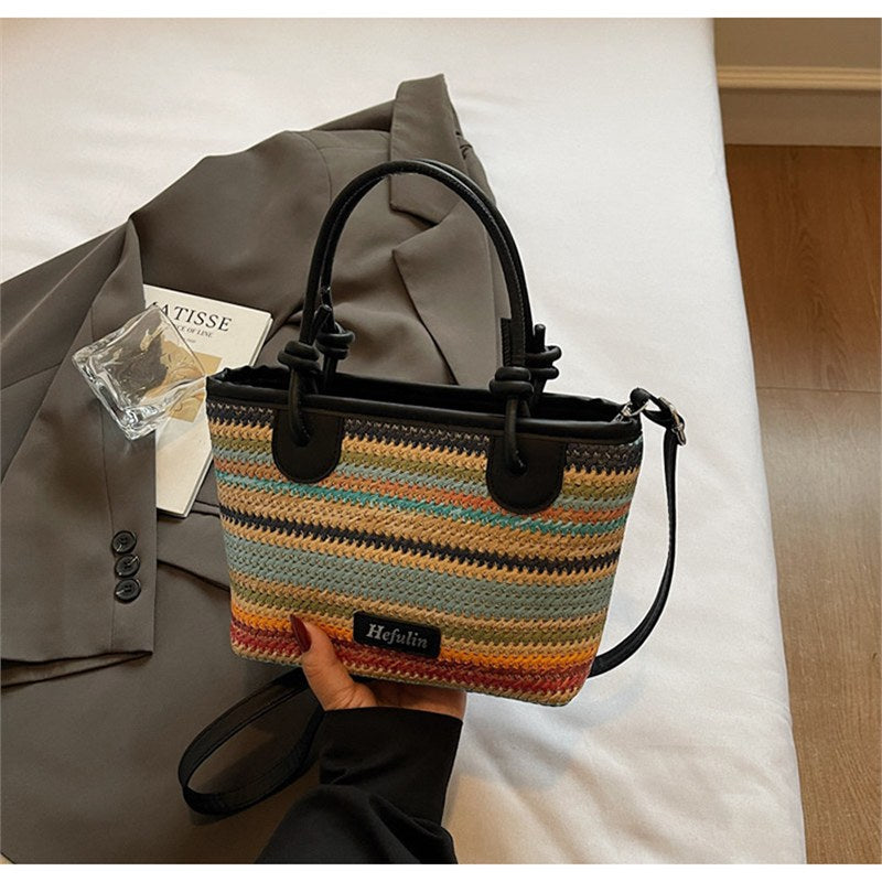 Vacances d'été style plage Straw Tote et Crossbody Bag