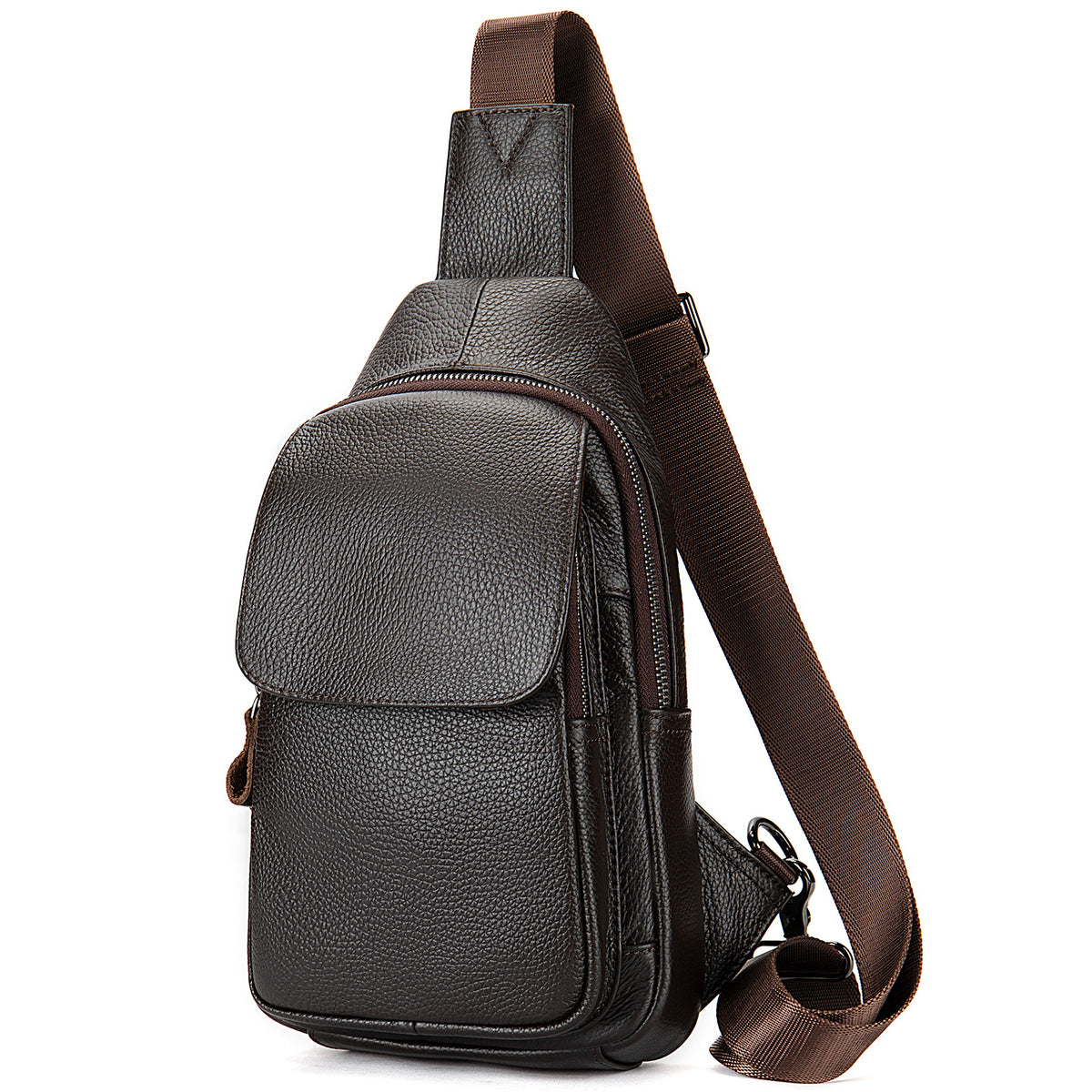 Sac de poitrine en cuir véritable pour homme