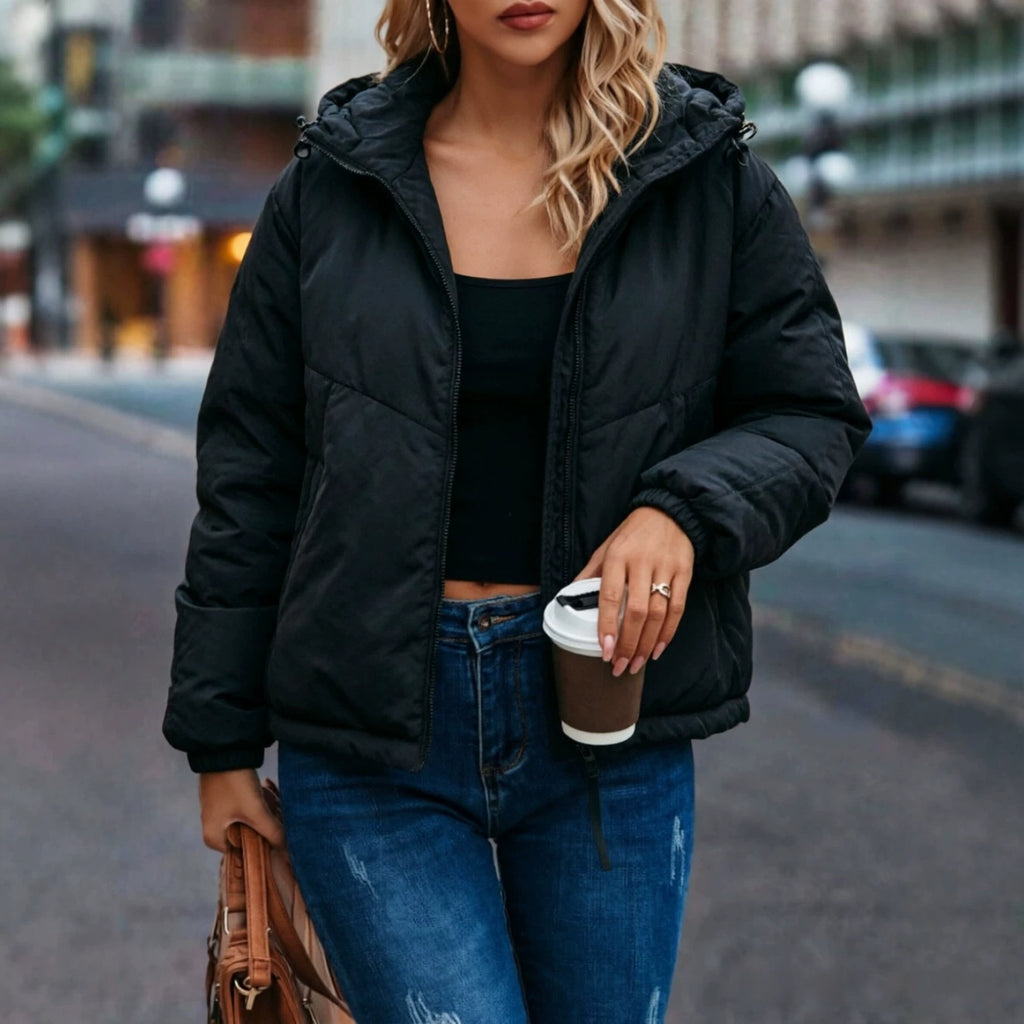 Veste à capuche vintage courte coton rembourré femmes