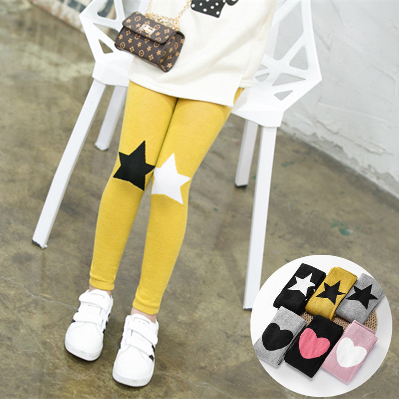 Printemps et automne Coton Étoile Cinq-pointes Enfants Pantyhose mignon Tertiaire Couleur Gir