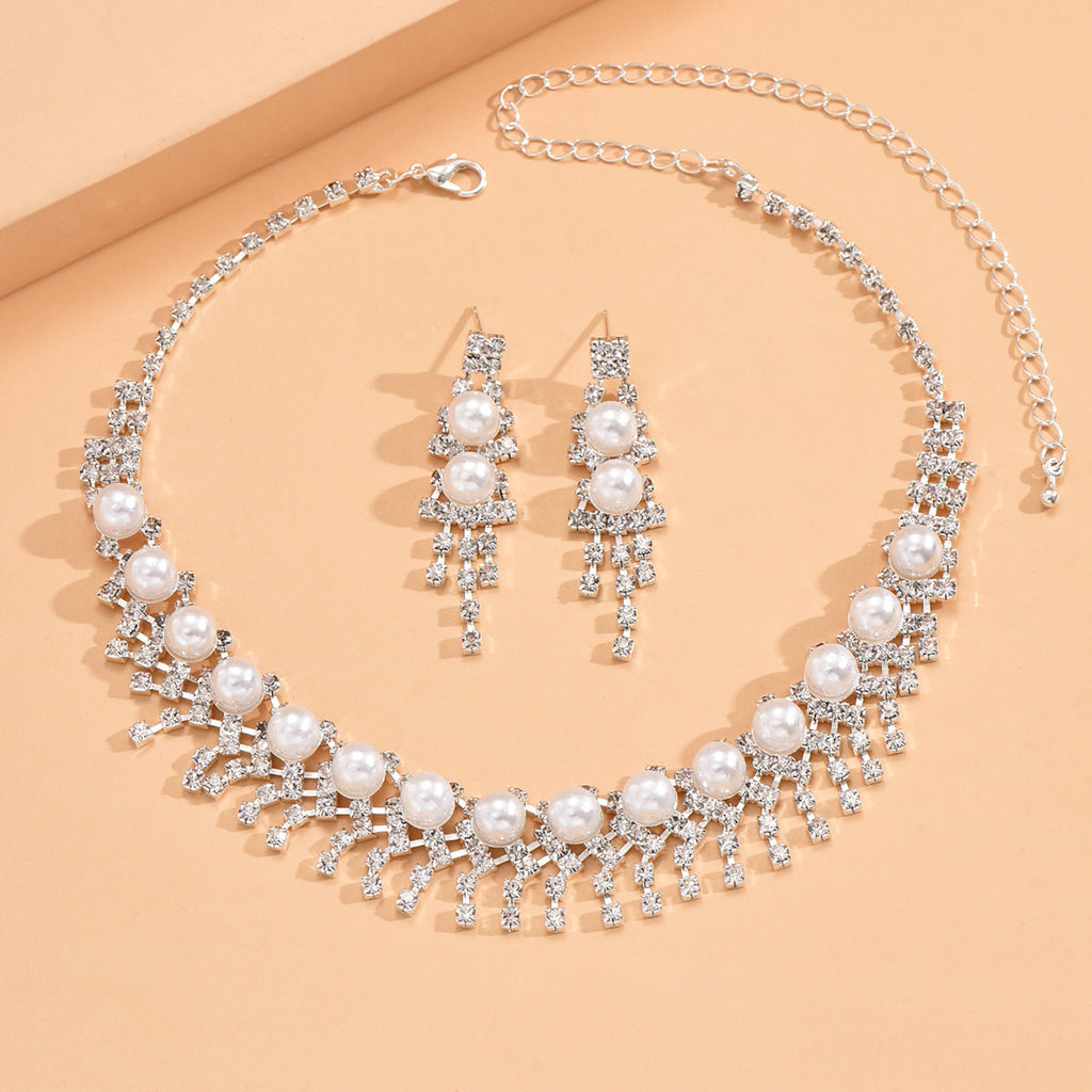 Ensemble de bijoux Femmes Imitation Pearl CZ 2Pcs