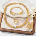 Bijoux vintage en or Perle creuse Ensemble à quatre pièces
