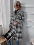 Amazon AliExpress Automne et hiver Mode Houndstooth Imprimer long manteau de laine