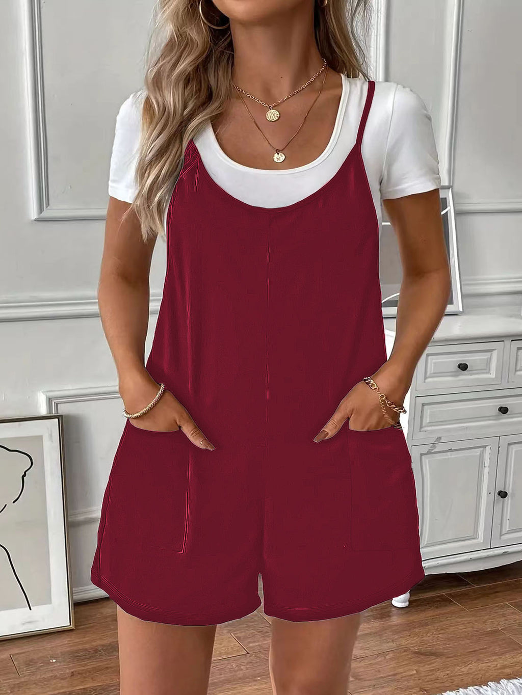 Plus-size Printemps Été Suspendu Pocketed Pocketed pour femmes