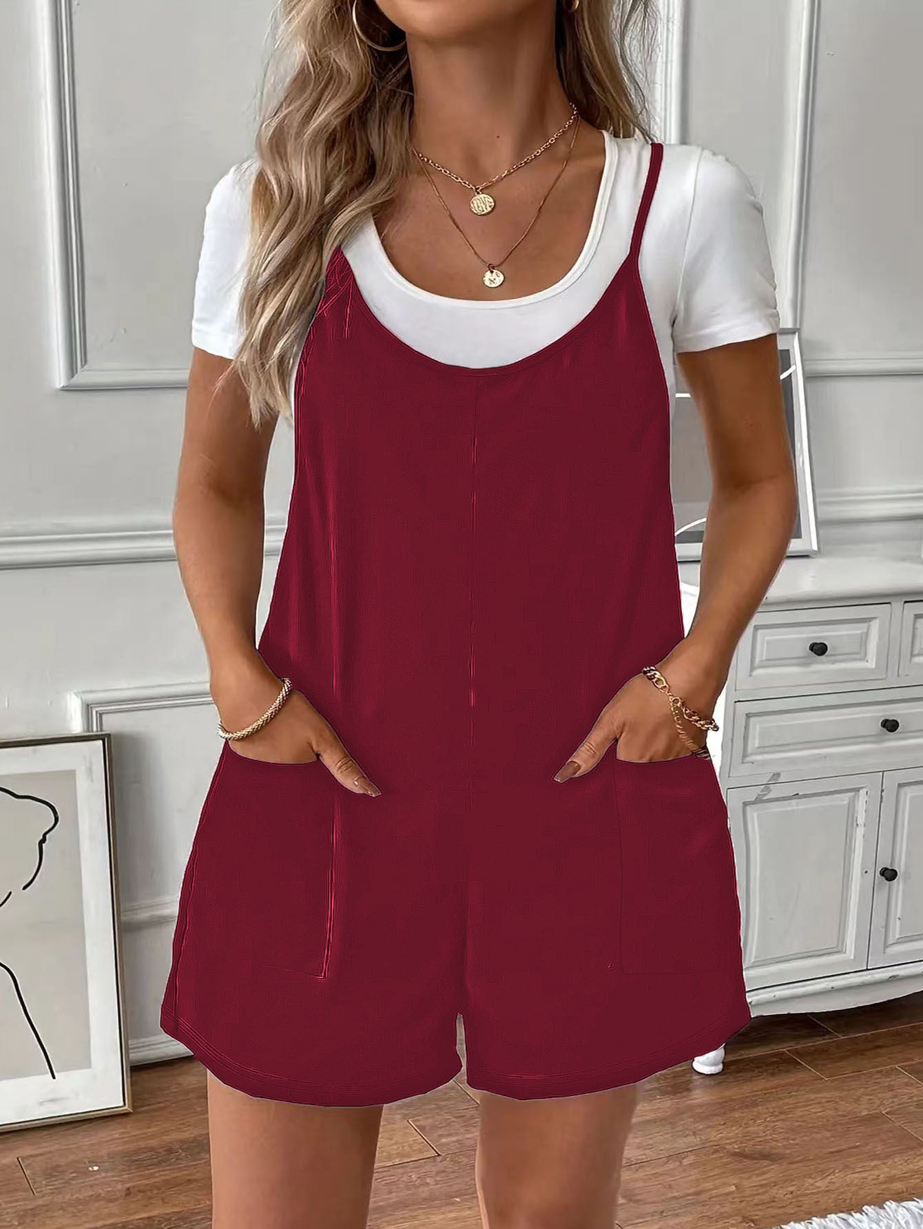 Plus-size Printemps Été Suspendu Pocketed Pocketed pour femmes